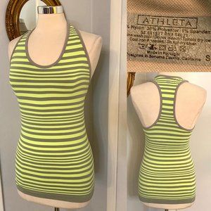 Athleta Neon Stripe Racerback Tank Brilliant Lime Green Size S yoga workout top